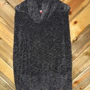 Krimson Klover Cascade Fuzzy Sweater Size M Black Gray Wool Blend Cowl neck